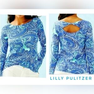Lilly Pulitzer Tristan Coastal Blue Legga Sea Long Sleeve Shirt Summer Vacation